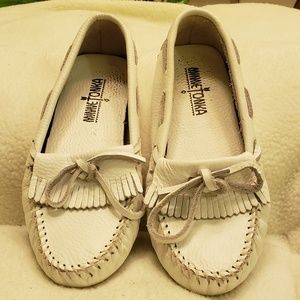 Minnie Tonka White Leather Moccasin
